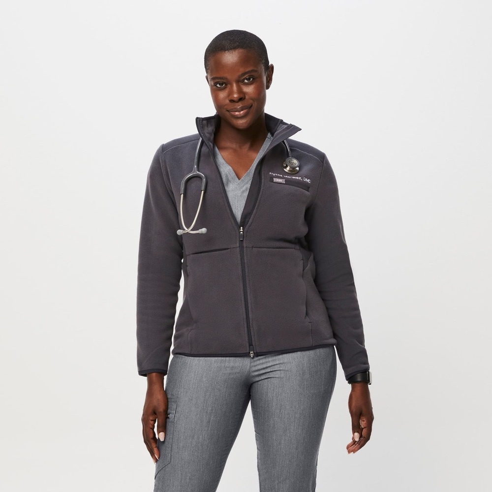 FIGS On Shift fleece jacket in Deep Charcoal